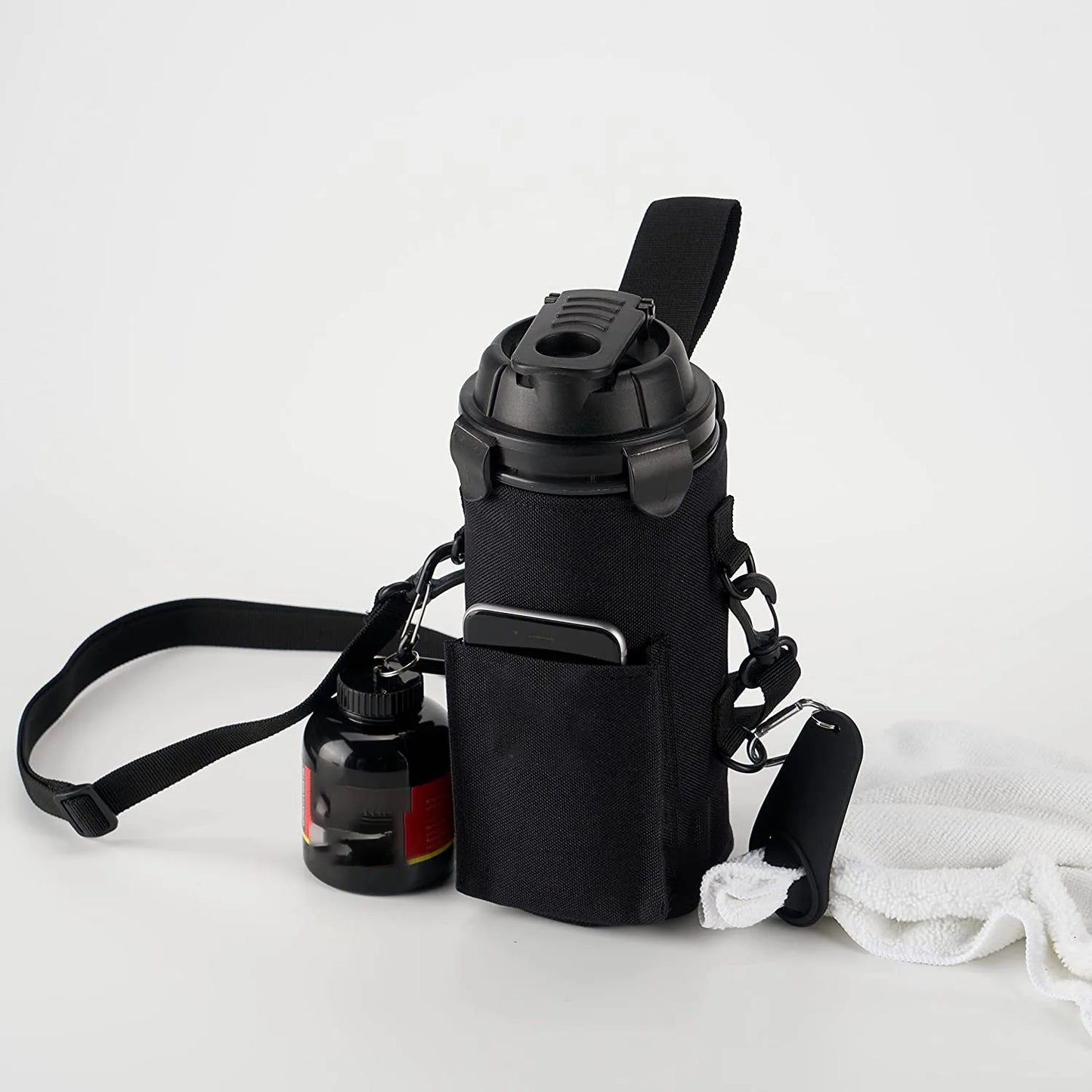 Magnetic Gym Water Bottle Bag Holder, Built-in Magnet for Easy Attachment to Metal Surface, Magnetic Bottle Sleeve Pouch