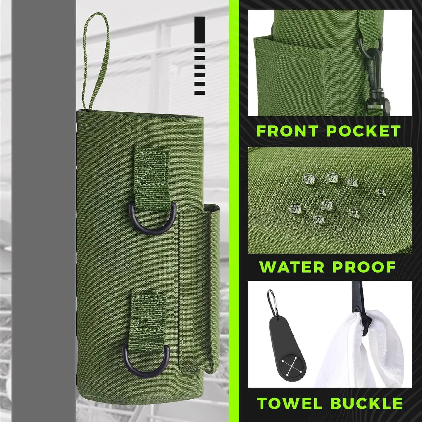 Magnetic Gym Water Bottle Bag Holder, Built-in Magnet for Easy Attachment to Metal Surface, Magnetic Bottle Sleeve Pouch